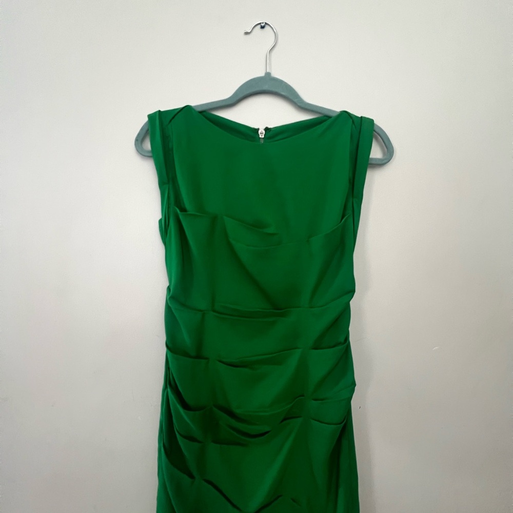 Express Green Ruched Sheath Midi Dress